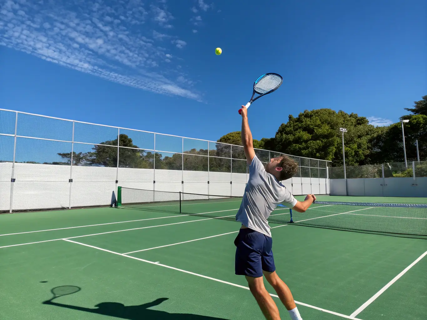 A dynamic image of a tennis match with a player serving, emphasizing the precision and strategy involved in tennis betting.